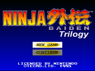 Ninja Gaiden Trilogy title screen for Super Nintendo
